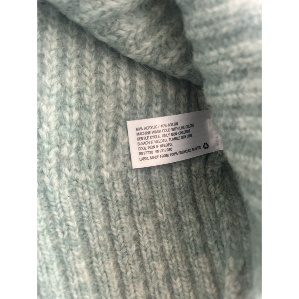 AVA & VIV Women Cable Knit Mock Neck Puff Sleeve Sweater Light Blue Size X - Picture 5 of 6